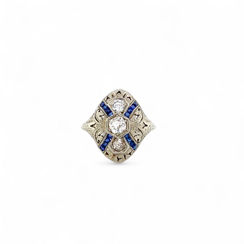 Antique Diamond and Sapphire Ring