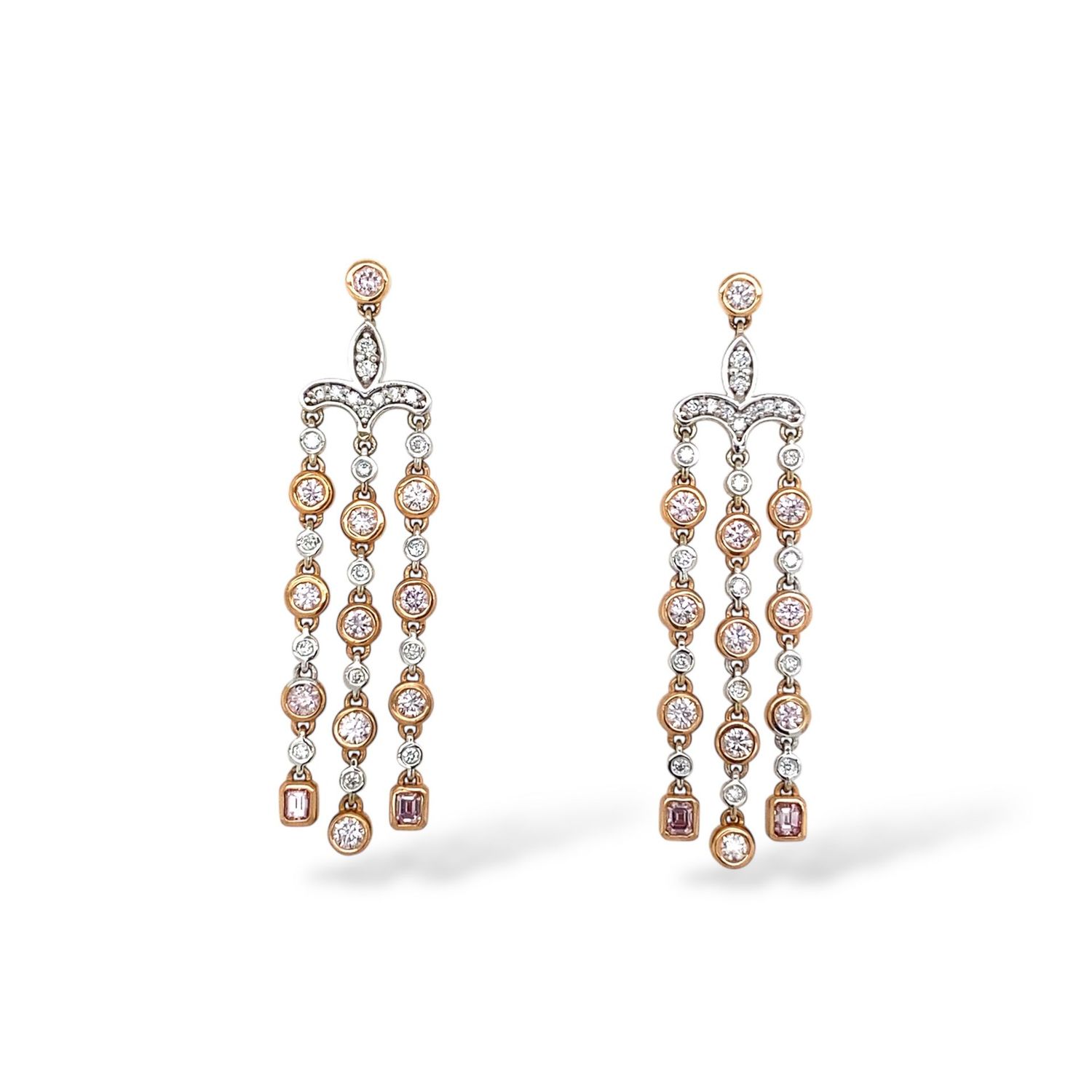 Fancy Pink Diamond Chandelier Earrings