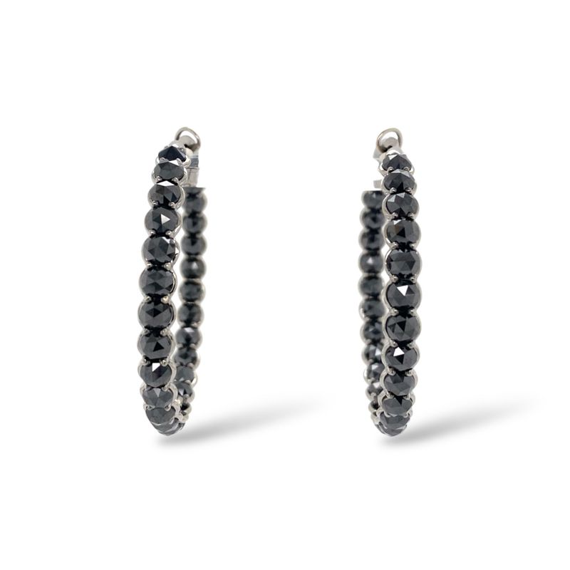 Rose Cut Black Diamond Inside Out Hoops