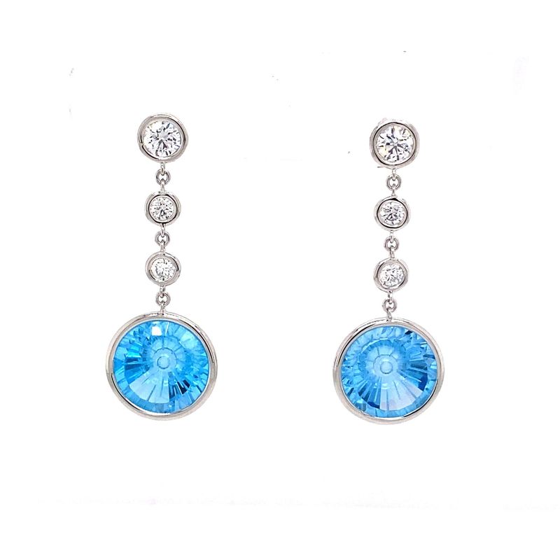 Carved Topaz and Diamond Earrings
