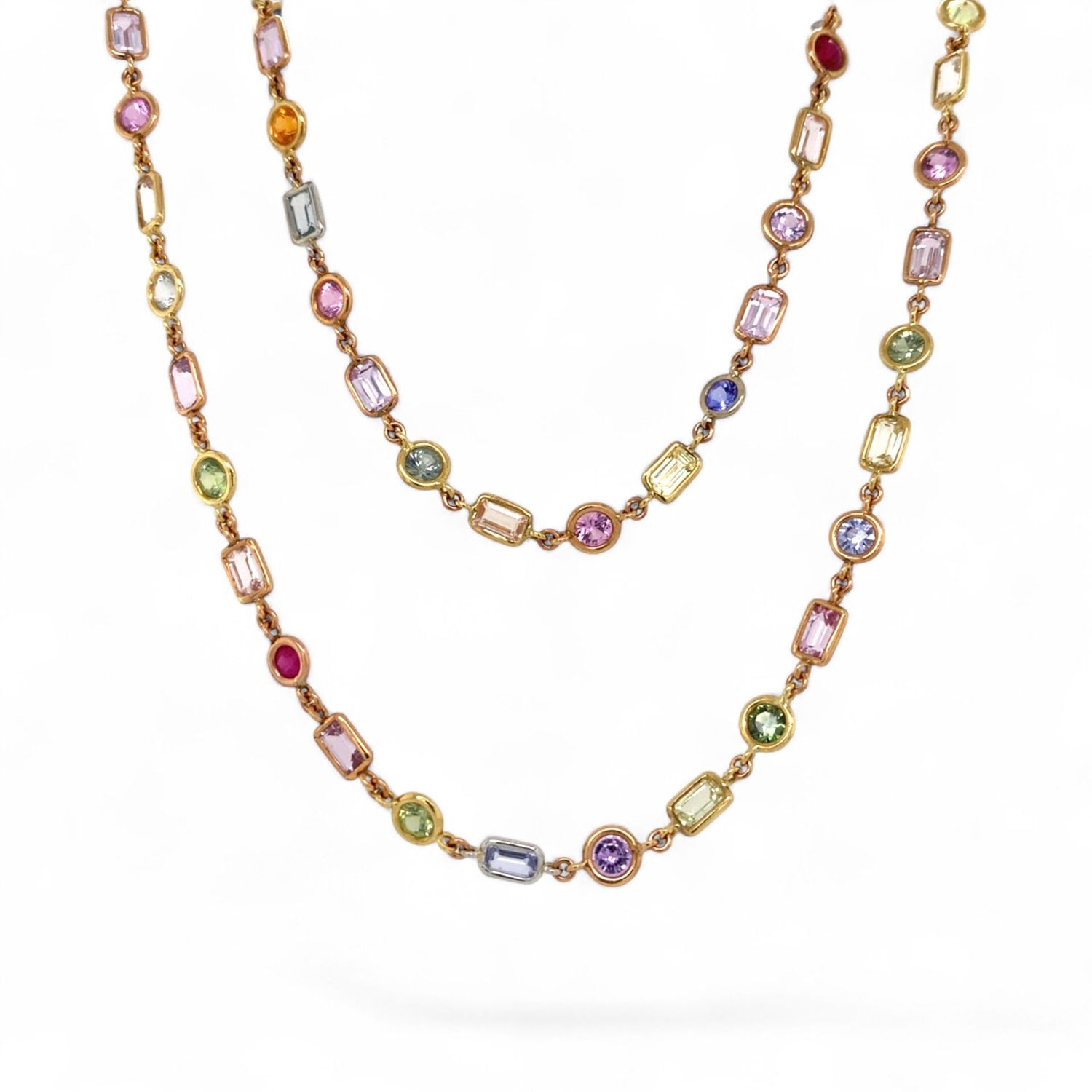 Sapphire and Spinel Frame Set Necklace