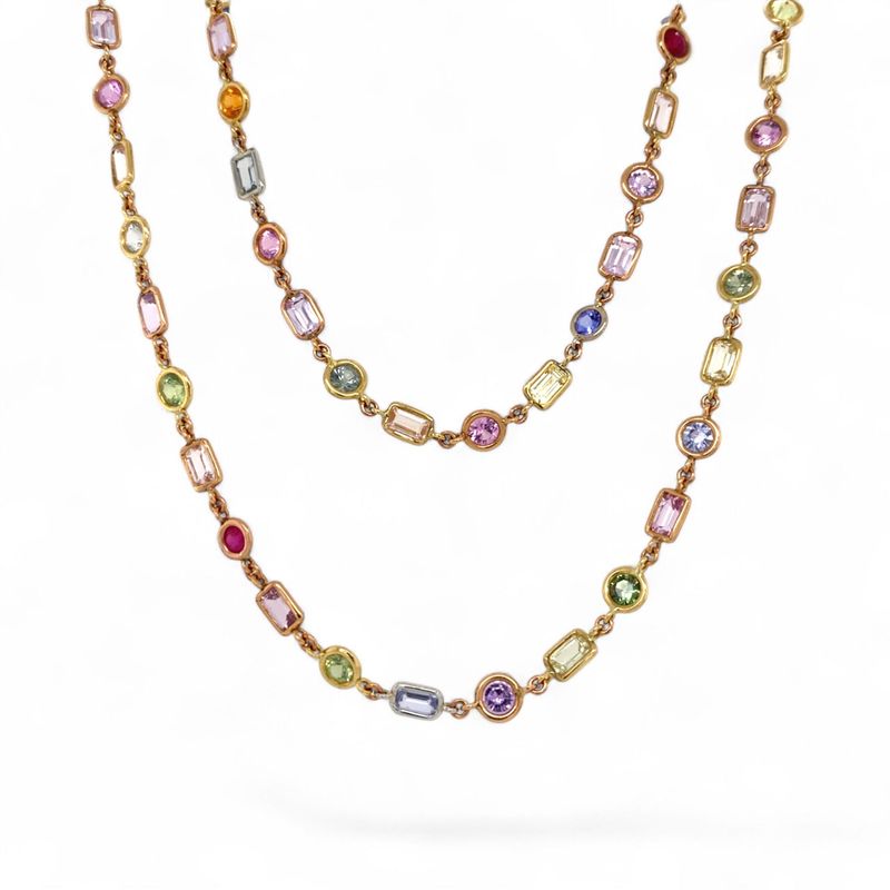 Sapphire and Spinel Frame Set Necklace