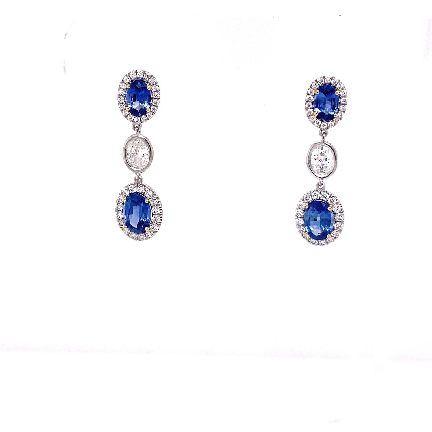 Blue Sapphire and Diamond Earrings