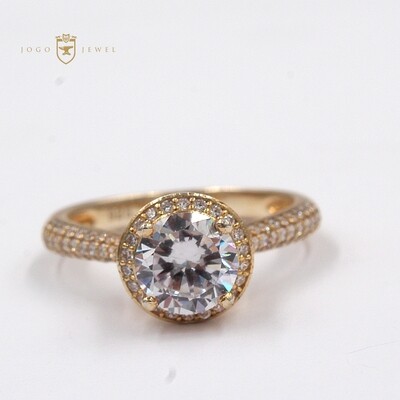 Gold Plated Sterling Silver Round Halo ring