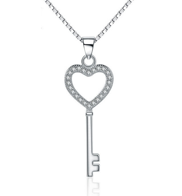 Gemstone Hearts Key Necklace