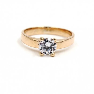 Petite Four Prong Solitaire Ring in 18K Yellow Gold