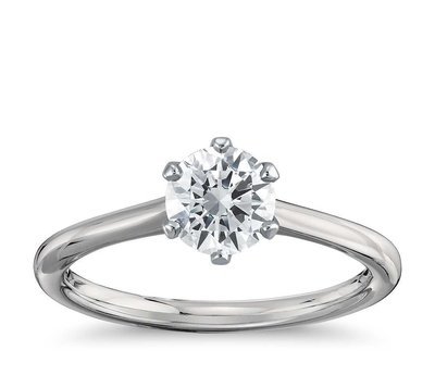 Six-Prong Solitaire Ring in 18 Karats White Gold