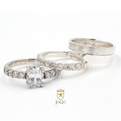 Engagement & Wedding Set in 18k White Gold