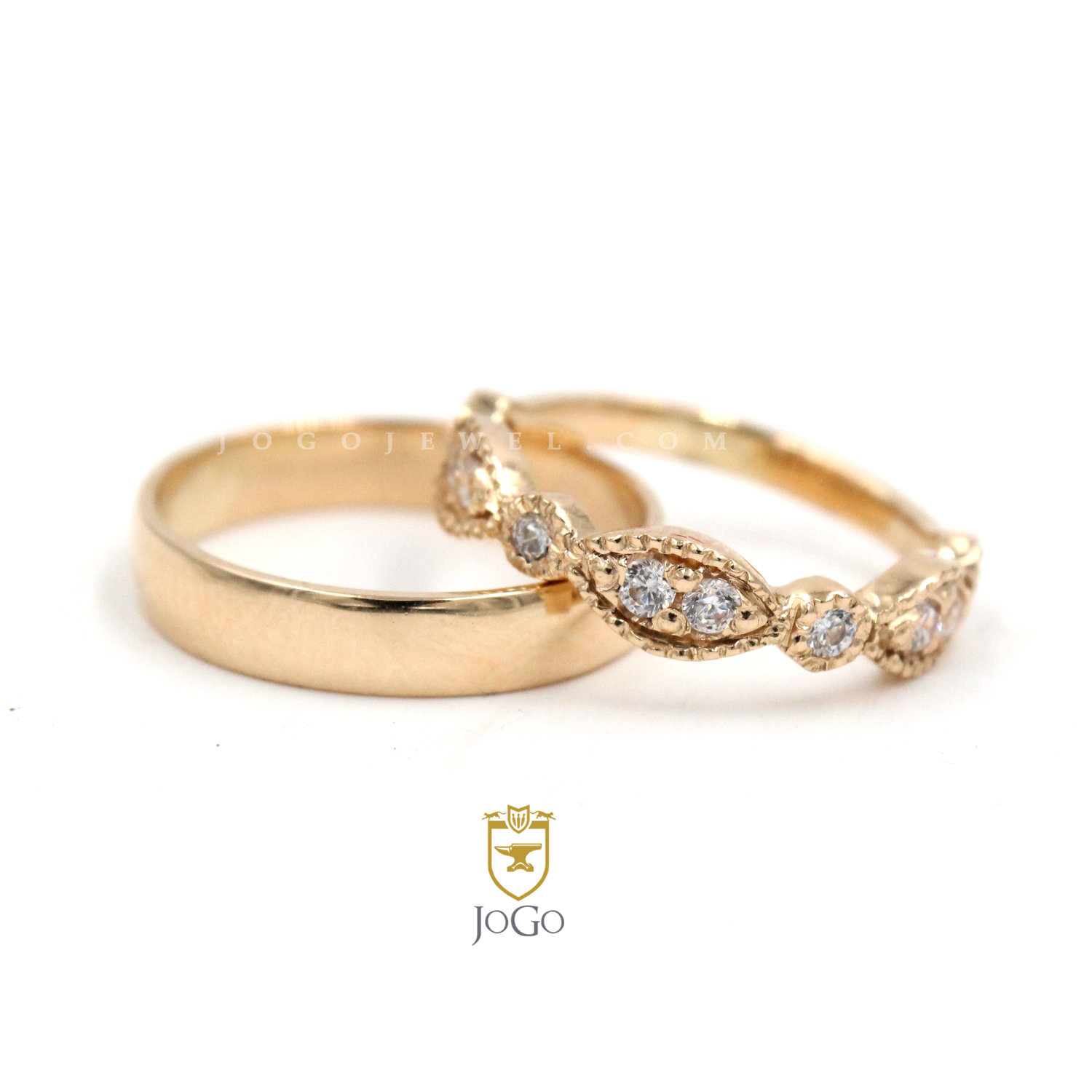 Wedding Ring 2-Set in 18 K Yellow Gold