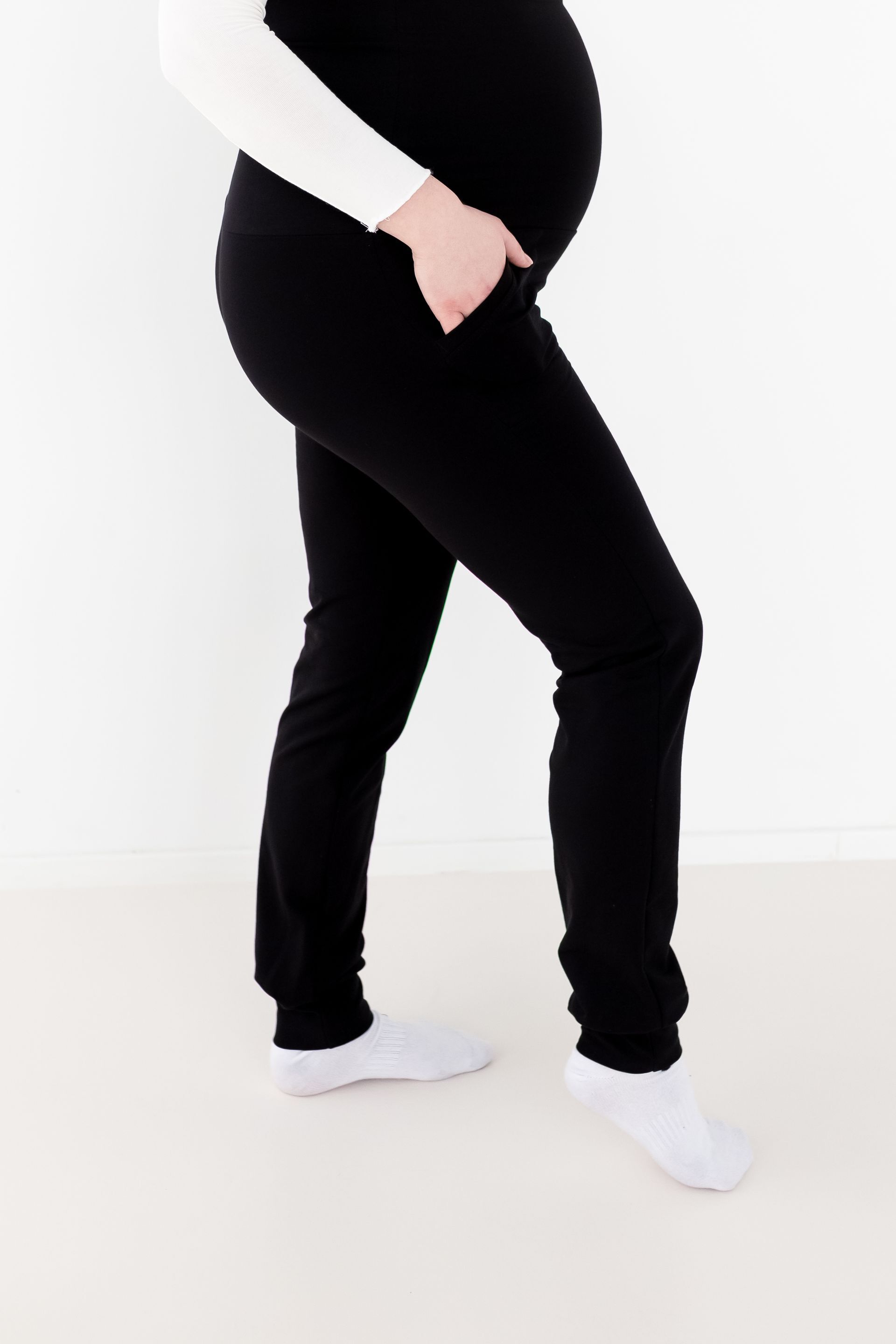 Nosečniške dolge hlače s patenti (klasika)