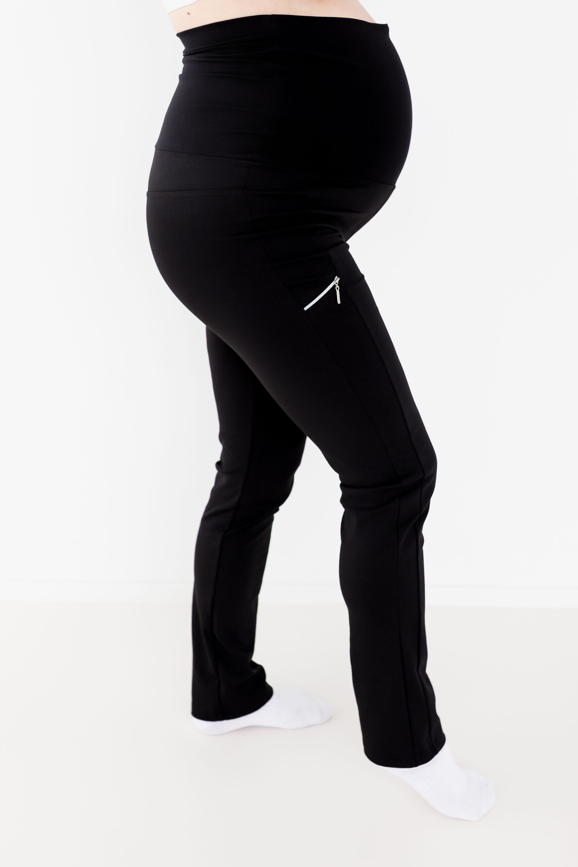 Nosečniške dolge punto roma hlače z zadrgo