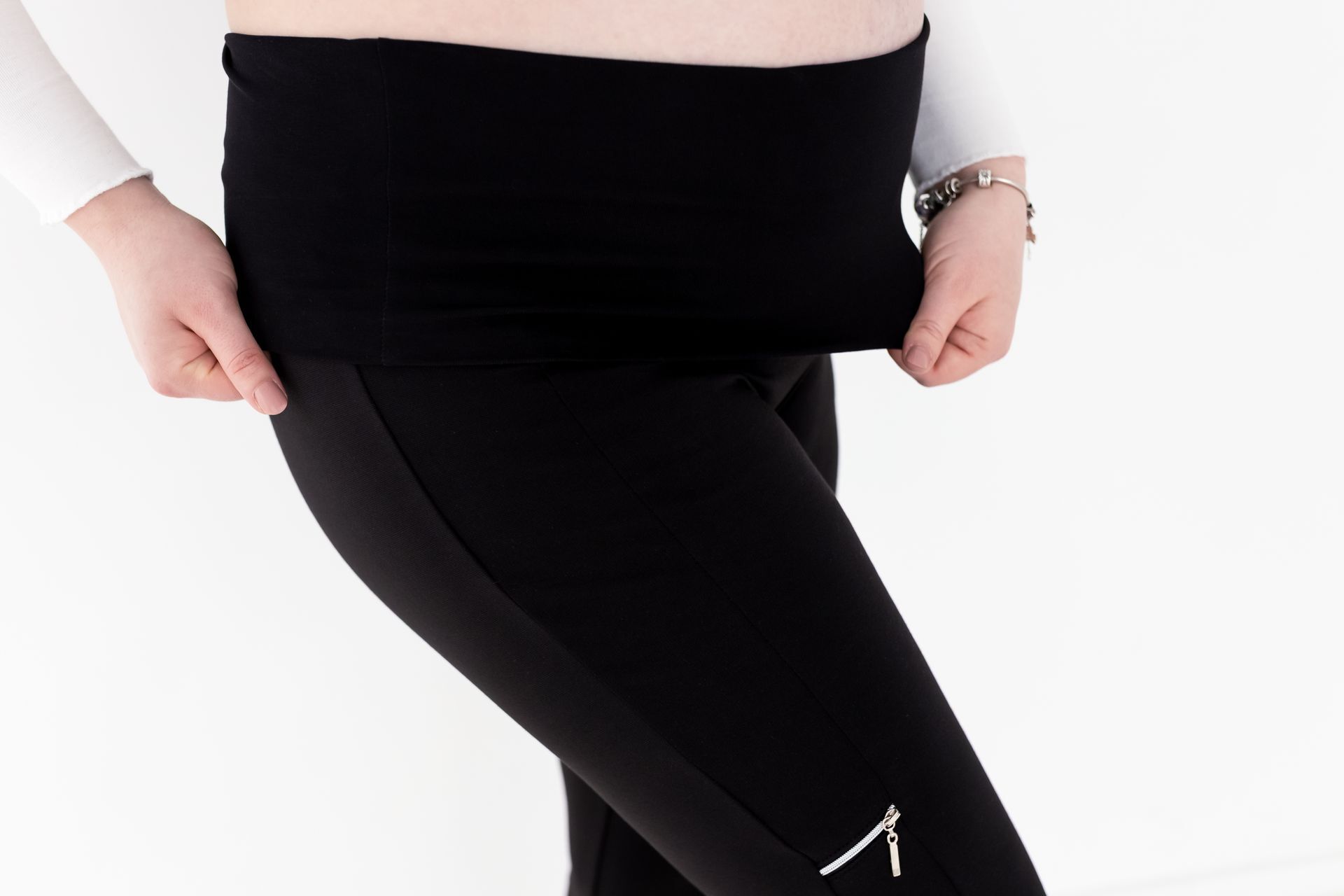 Nosečniške dolge punto roma pajkice z zadrgo