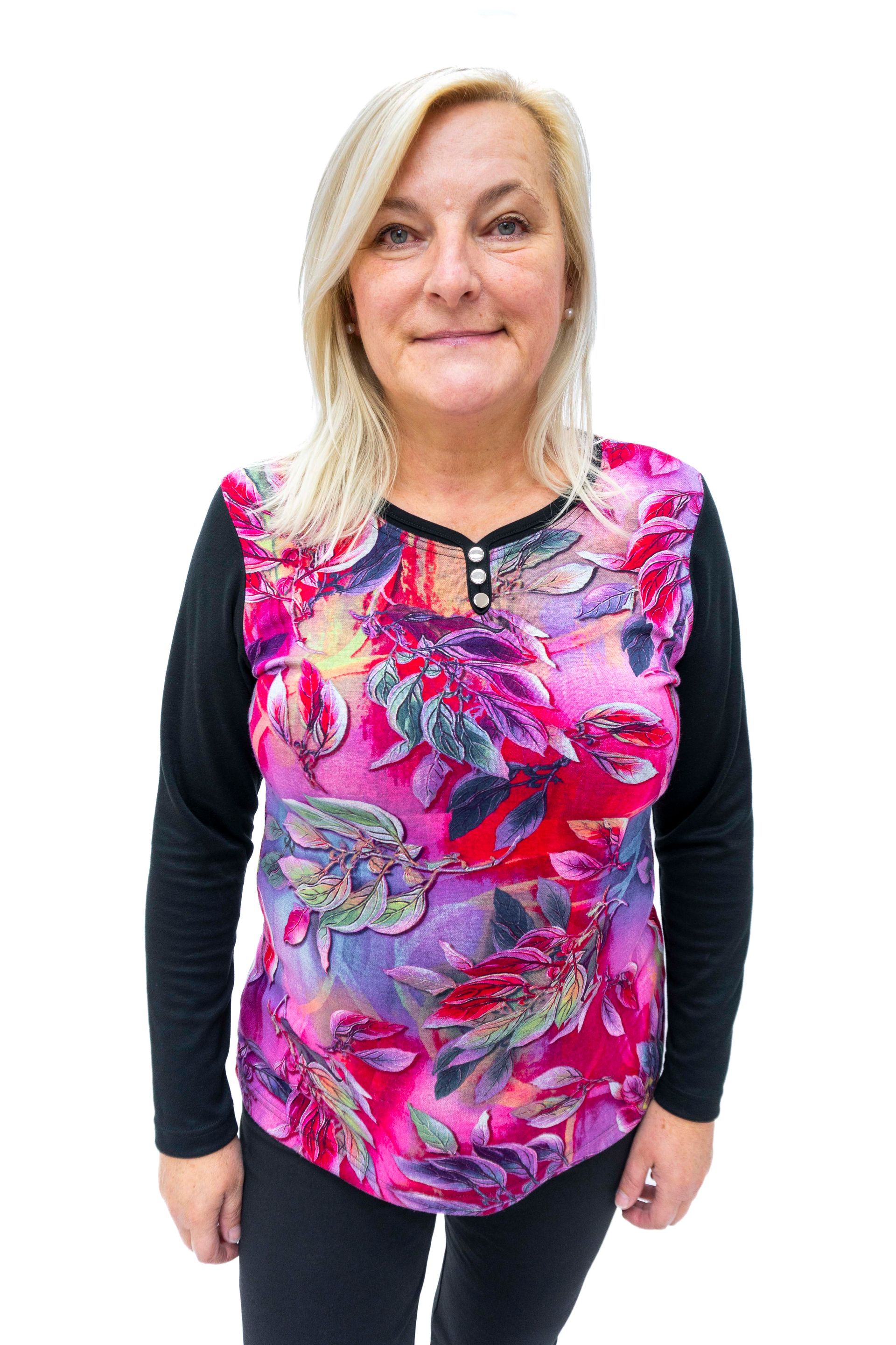 Majica z gumbi (roza listje)