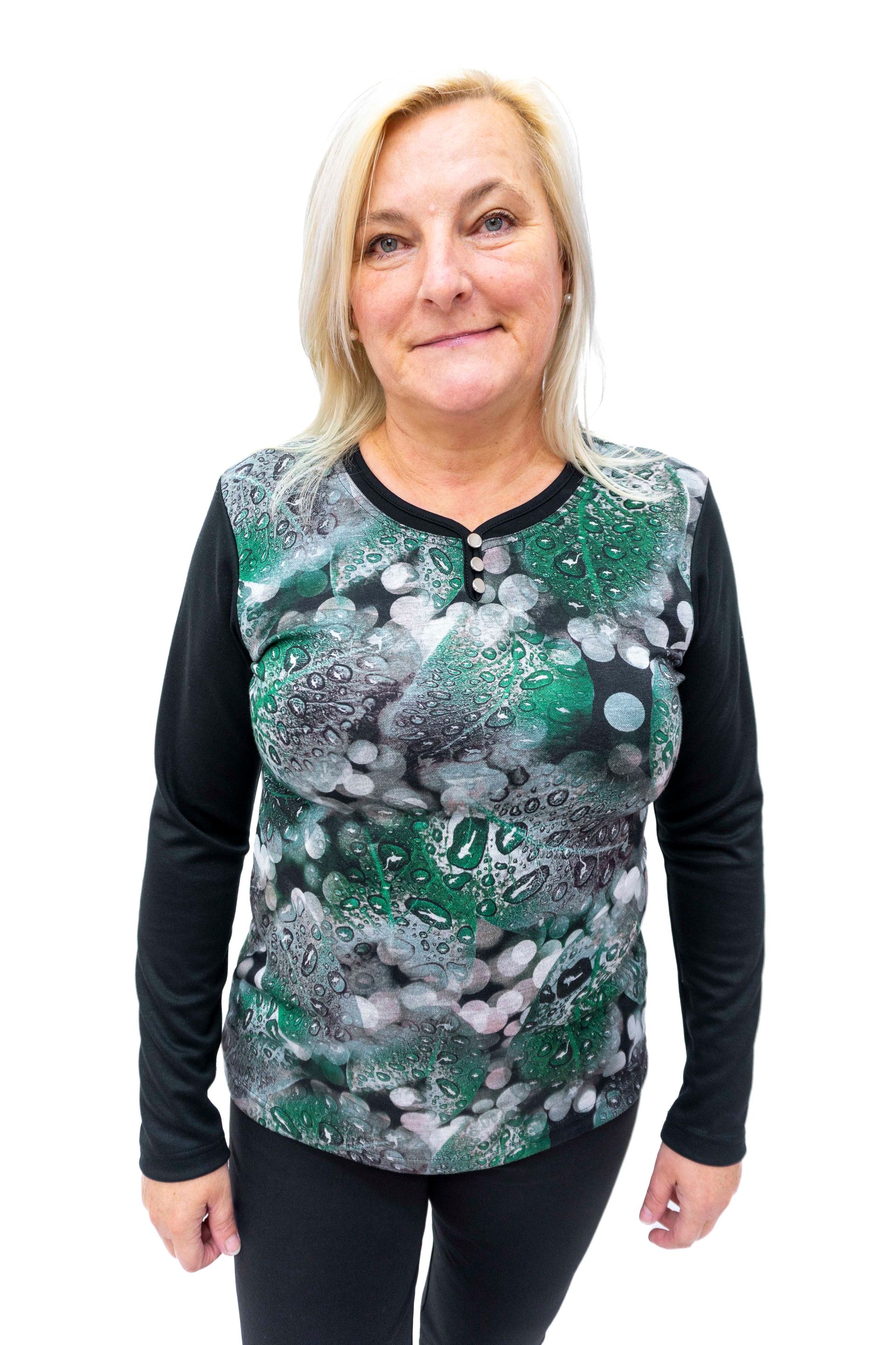 Majica z gumbi (zeleno listje)