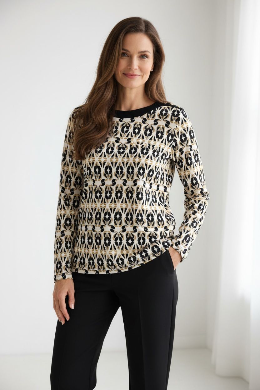 Elegantna majica z gumbi (vzorec roža)