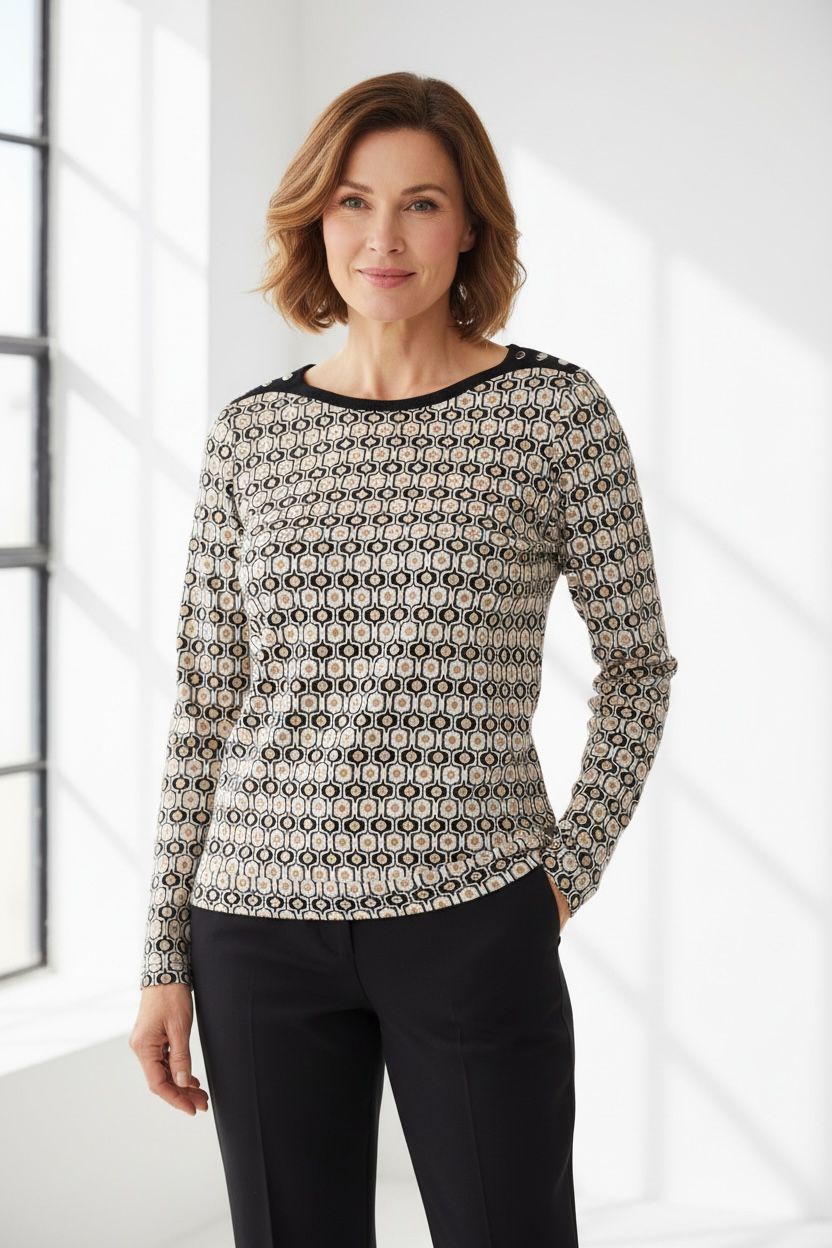 Elegantna majica z gumbi (vzorec orient)