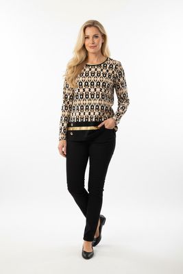 Elegantna majica z zlatimi detajli (vzorec roža)