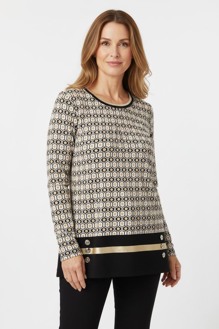 Elegantna majica z zlatimi detajli (vzorec orient) Elegantna majica z zlatimi detajli (vzorec orient)