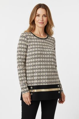 Elegantna majica z zlatimi detajli (vzorec orient)