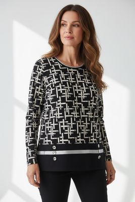 Elegantna majica z zlatimi detajli (vzorec črtice)