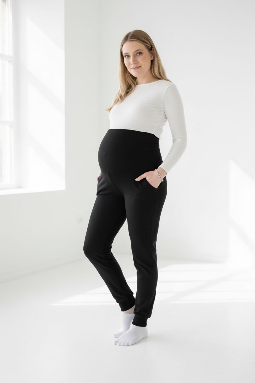 Nosečniške dolge hlače s patenti (klasika)