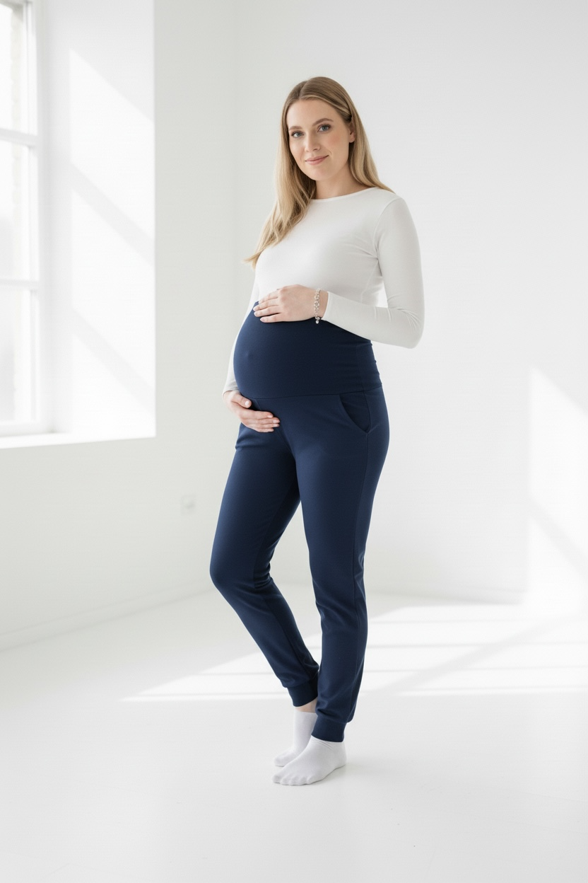 Nosečniške dolge hlače s patenti