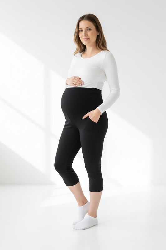 Nosečniške capri hlače z žepi