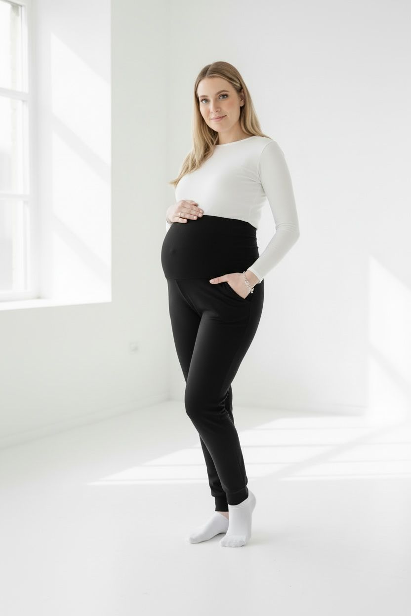 Nosečniške dolge hlače s patenti (kosmatene)