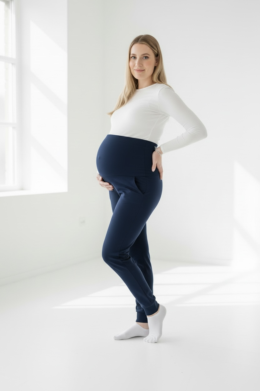 Nosečniške dolge hlače s patenti (kosmatene)