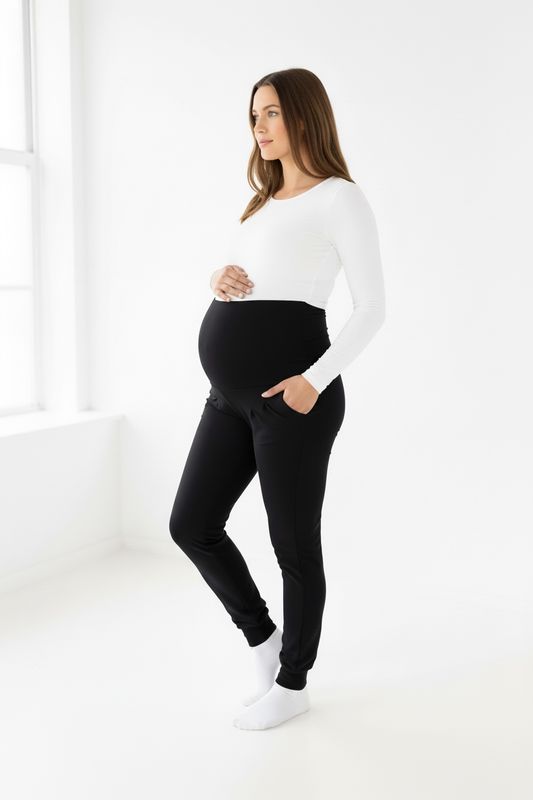 Nosečniške dolge hlače s patenti (falde)