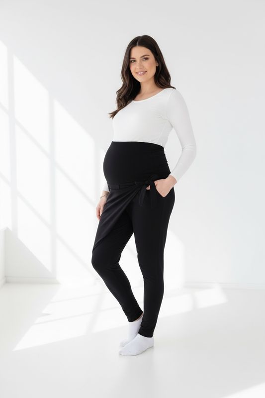 Nosečniške dolge hlače z mašno