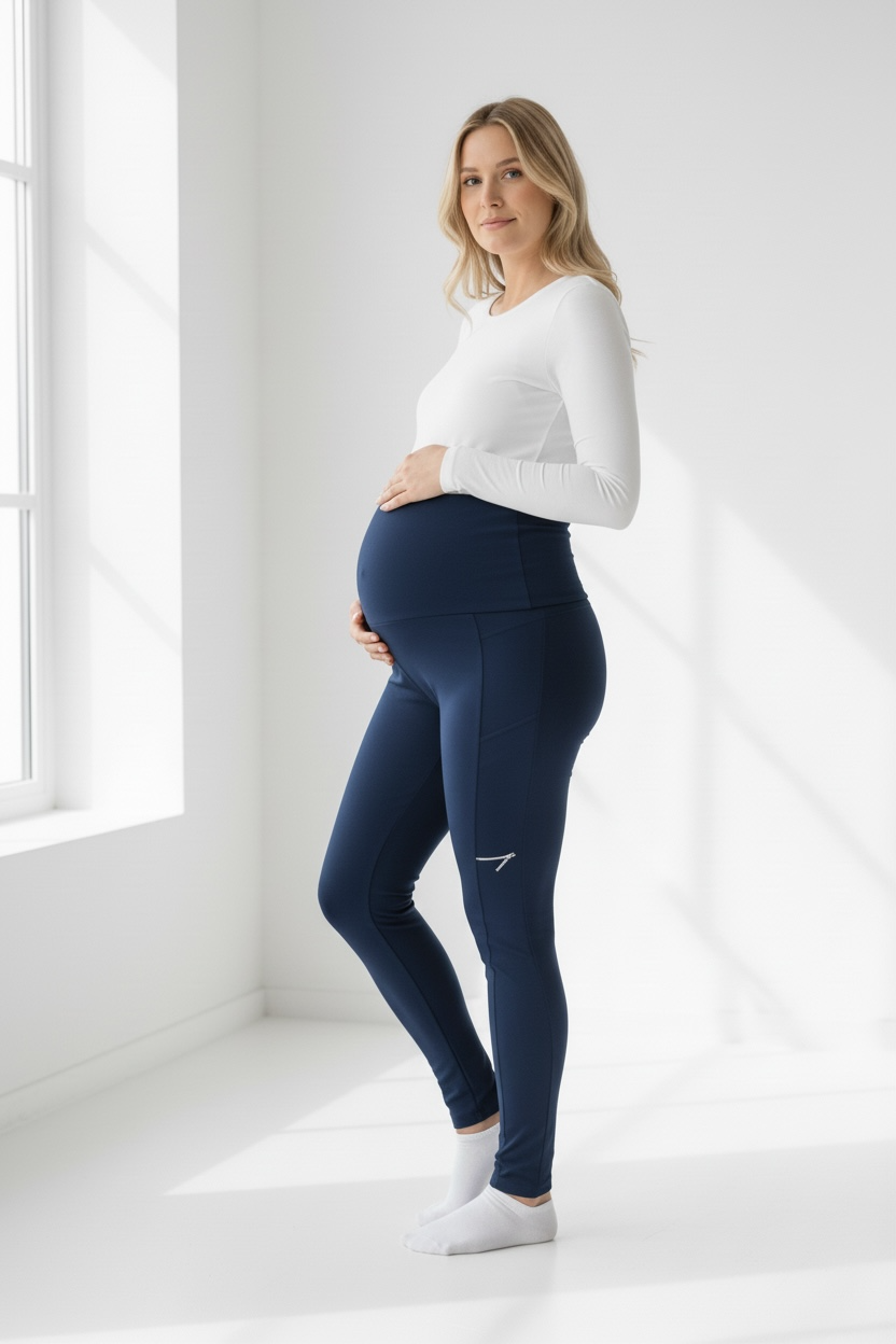 Nosečniške dolge punto roma pajkice z zadrgo