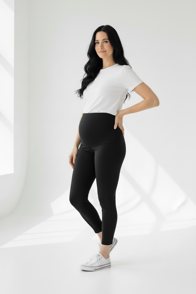 Nosečniške 7/8 športne pajkice (gladek, športen material)