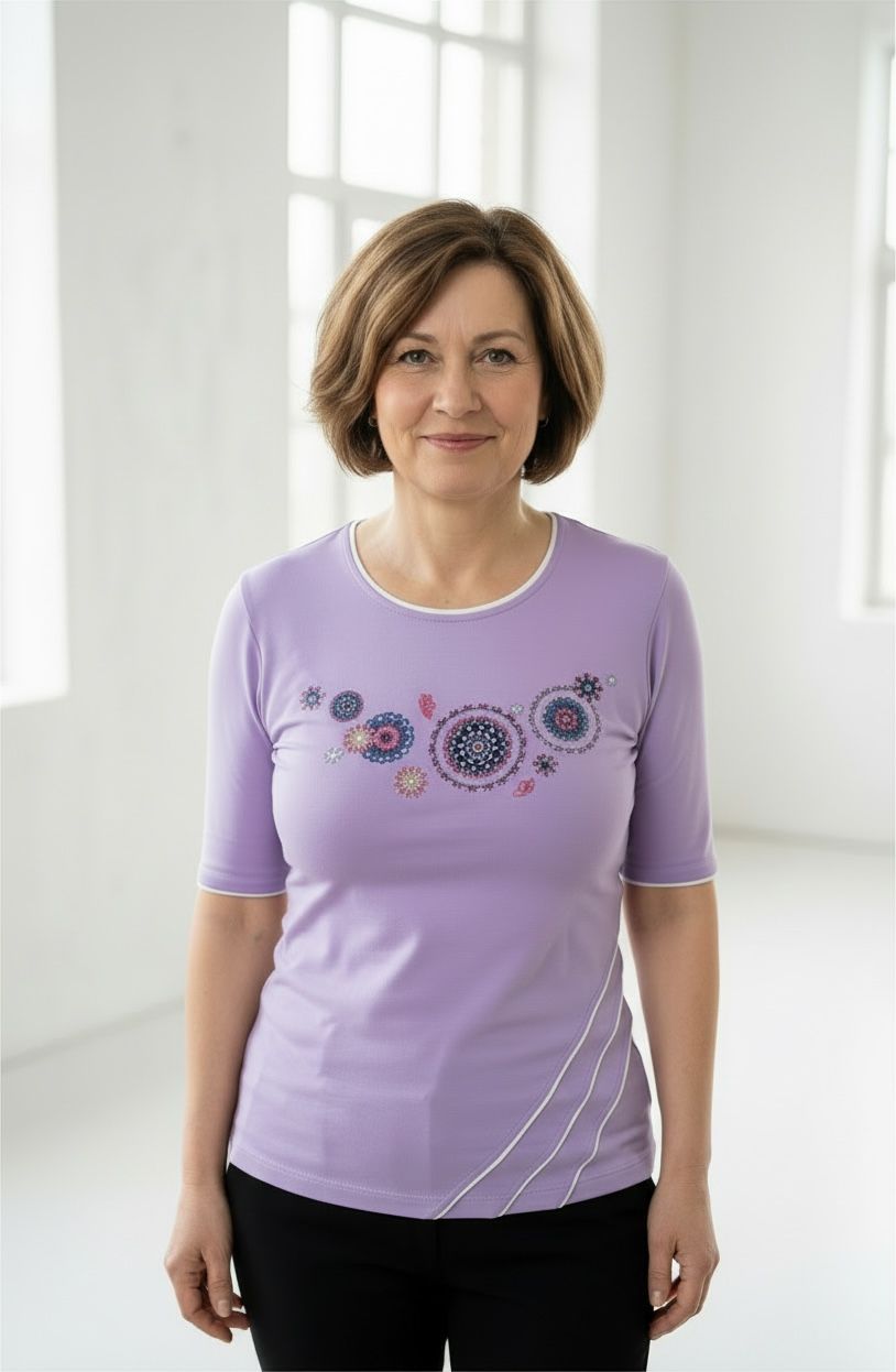 Majica s podaljšanim kratkim rokavom (lila)