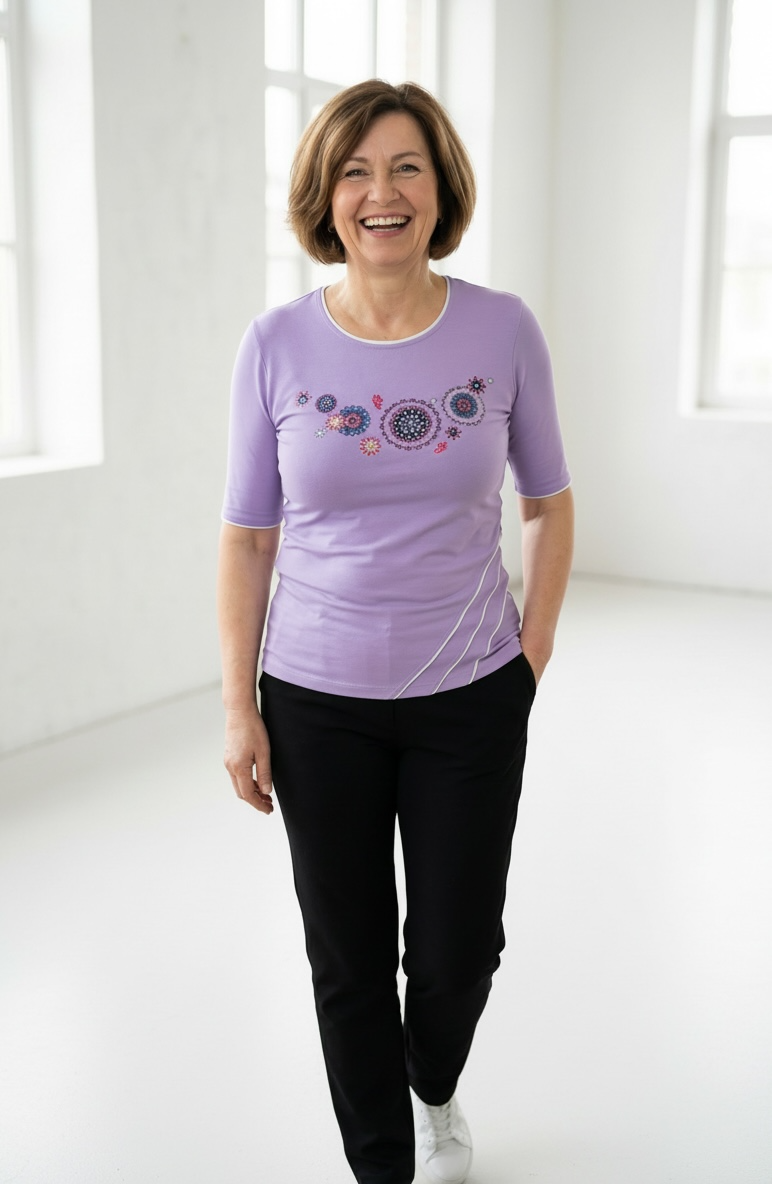 Majica s podaljšanim kratkim rokavom (lila)