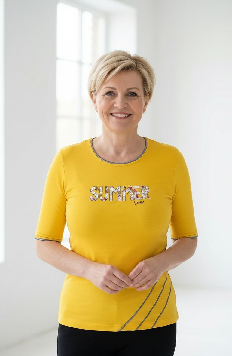 Majica s podaljšanim kratkim rokavom (rumena)