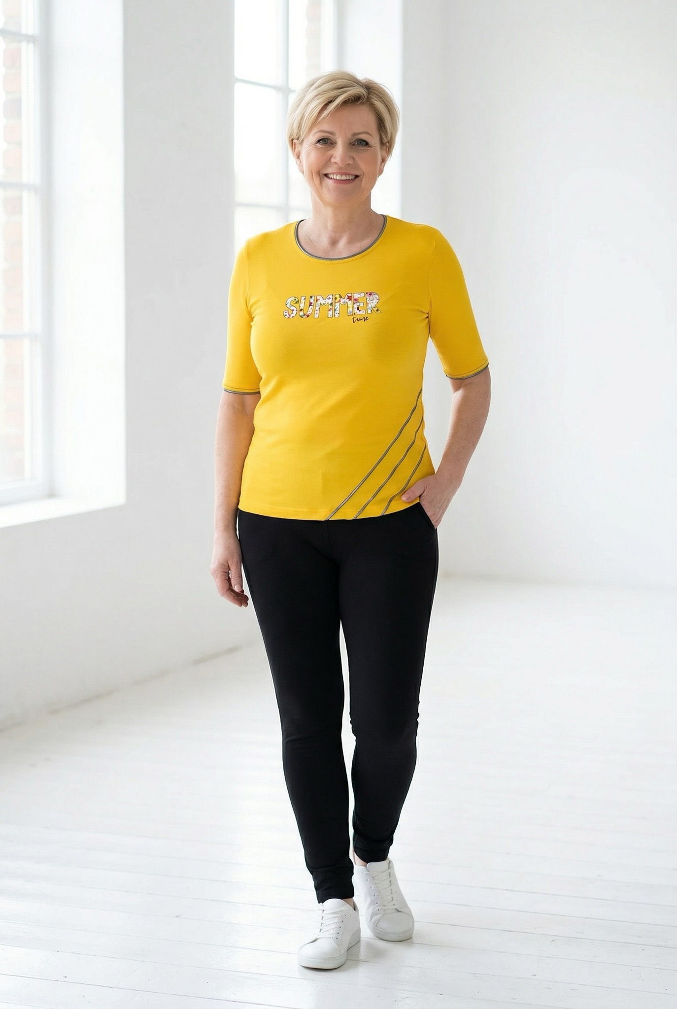 Majica s podaljšanim kratkim rokavom (rumena)