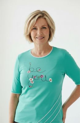 Majica s podaljšanim kratkim rokavom (turkizna zelena)