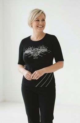 Majica s podaljšanim kratkim rokavom (črna)