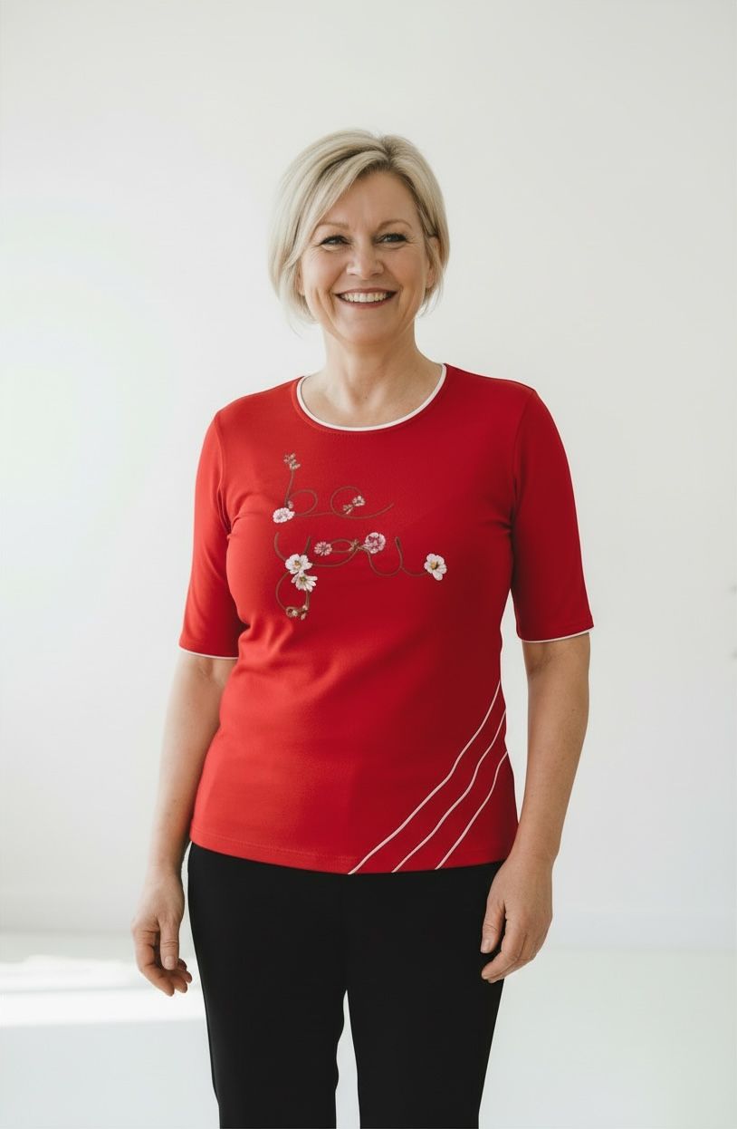 Majica s podaljšanim kratkim rokavom (rdeča)