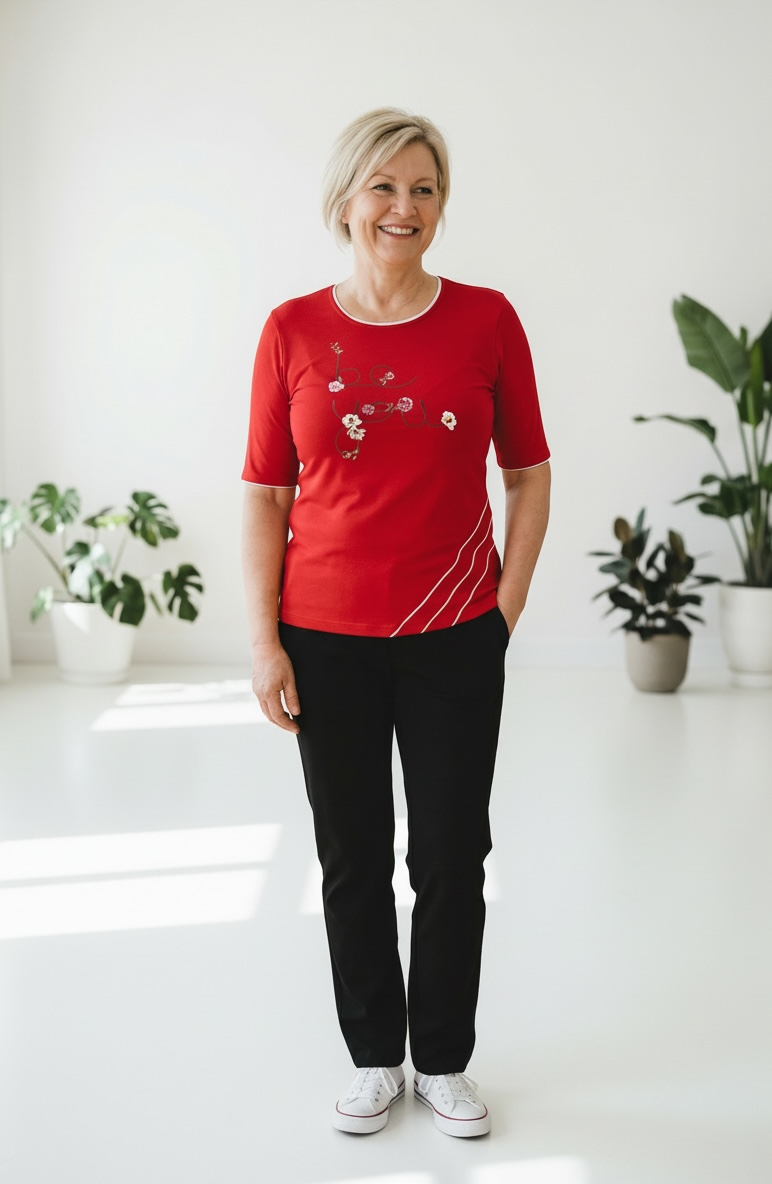 Majica s podaljšanim kratkim rokavom (rdeča)