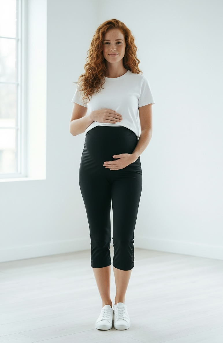 Nosečniške capri hlače z mrežico