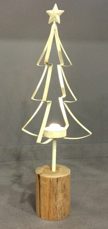 Porta T-Light Albero in Ferro/Legno