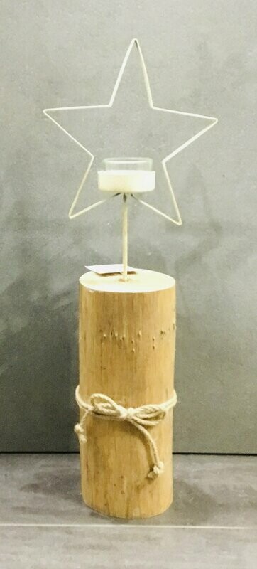 Porta T-Light Stella in Ferro e Legno