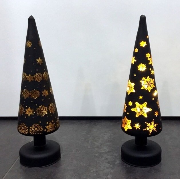 Albero Cono con Led Nero/Oro