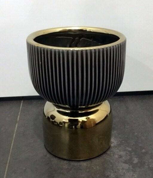 Vaso/Coppa Ceramica Viola Piede Oro Piccolo