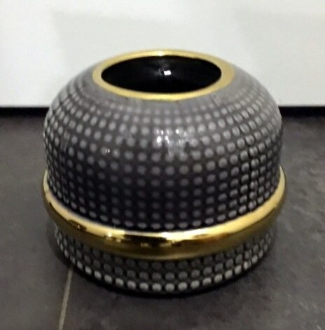 Vaso Cerchio Ceramica Viola Finiture Oro Piccolo
