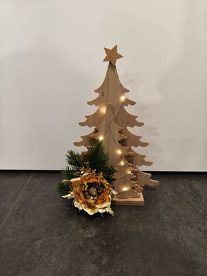 Bosco Legno decoro Anemone Oro con Led Piccolo Bosco Legno decoro Anemone Oro con Led Piccolo