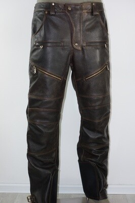 Brown Leather Moto Pants