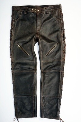 Brown Leather Moto Pants